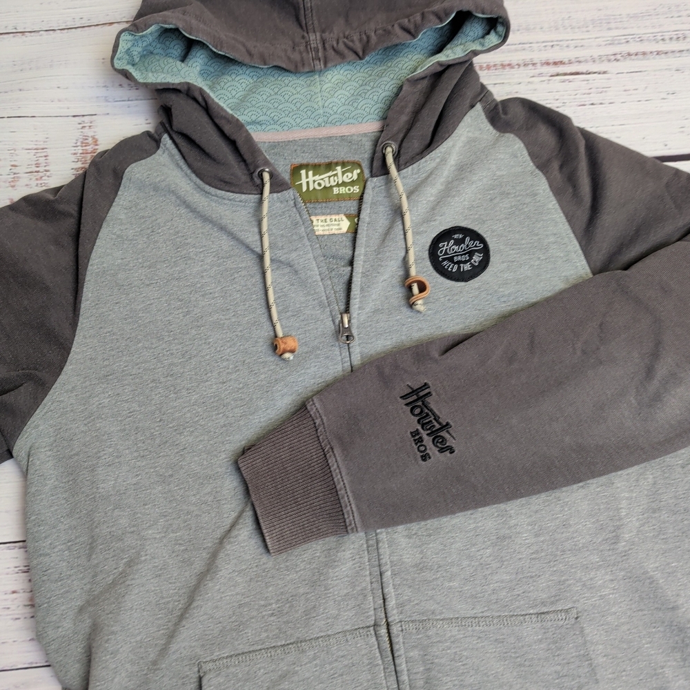 Howler Bros Hoodie Mens Size Small Gray Full Zip Hooded Sweatshirt Thumb hole